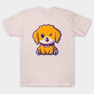 Cute Dog Sitting Cartoon T-Shirt